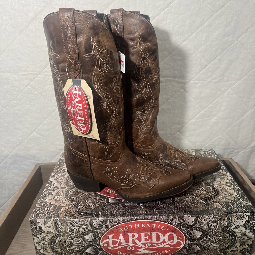 Laredo Western Boots Cross Point Rust Brown!! Size‎ US 10 M Women's